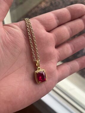 Diamond and Ruby Pendant with 22” chain